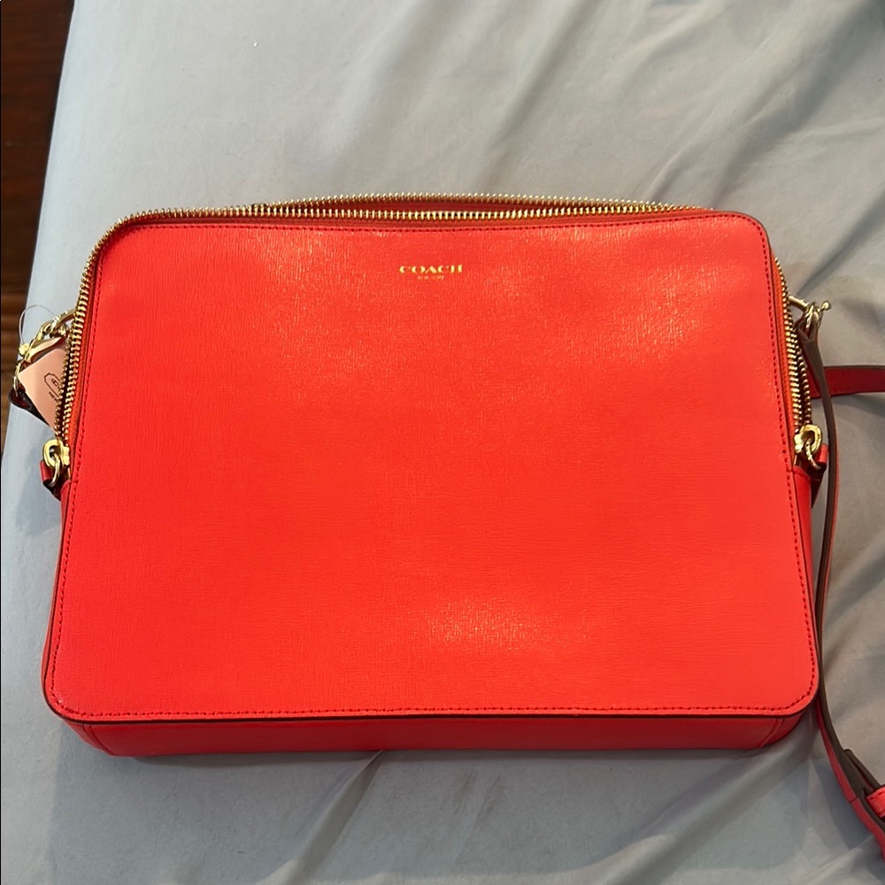 NWT Coach bright red tablet/ipad bag with shoulder strap